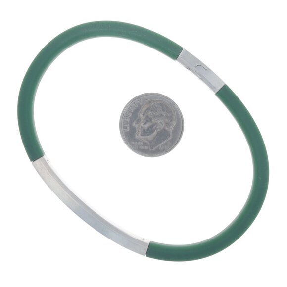 David Yurman Streamline for Men 8mm Green Rubber ID Bracelet 8" - Sterling 925 - Picture 4 of 6